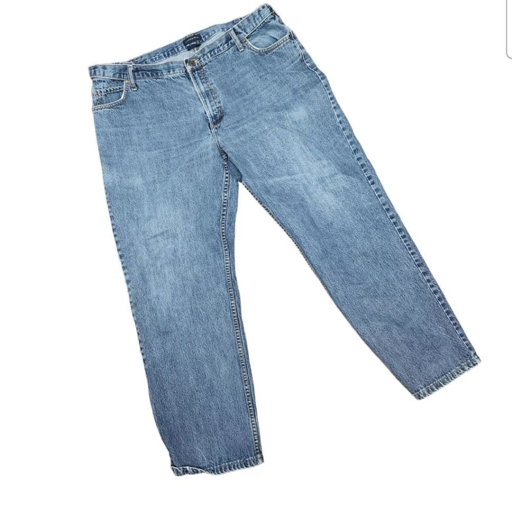 Lands' End Blue Jeans Men's Adjustable Waist 42x31 Traditional Fit